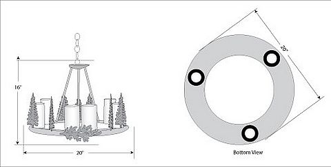 Wisley Chandelier Round Small - Cedar Tree Chandelier Trees Metal Art