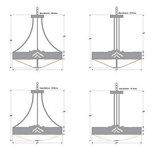 Ridgemont Chandelier Medium - Bowl Bottom - Mountain Chandelier Mountain Metal Art