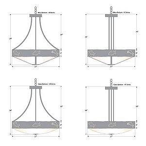 Ridgemont Chandelier Medium - Bowl Bottom - Fish Cutout Chandelier Fish Metal Art
