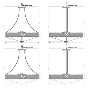 Ridgemont Chandelier Large - Shade Bottom - Mountain Chandelier Mountain Metal Art