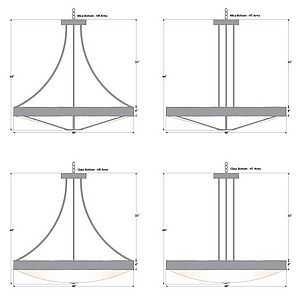 Ridgemont Chandelier Extra Large - Shade Bottom - Rustic Plain Chandelier Rustic Plain Metal Art