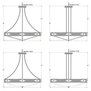 Ridgemont Chandelier Extra Large - Shade Bottom - Pueblo Chandelier Pueblo Art Metal Art