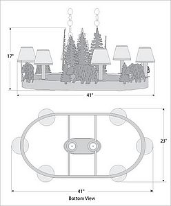 Durango Chandelier Oval - Bear