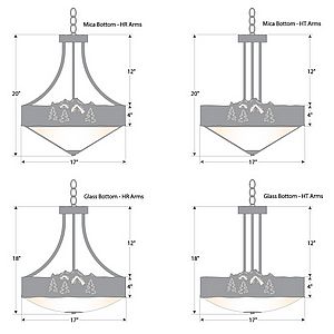 Ridgemont Foyer Chandelier Large Short - Bowl Bottom - Mountain-Pine Tree Cutouts Chandelier Trees Metal Art
