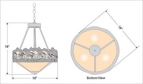 Crestline Foyer Chandelier Short - Shade Bottom - Horse Mountain Chandelier Horse Metal Art