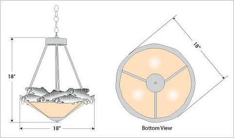 Crestline Foyer Chandelier Short - Shade Bottom - Salmon Chandelier Salmon Metal Art