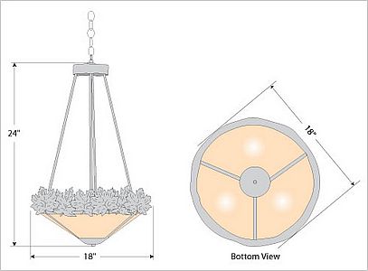 Crestline Foyer Chandelier Tall - Shade Bottom - Maple Leaf Chandelier Maple Leaf Metal Art