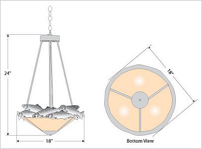 Crestline Foyer Chandelier Tall - Shade Bottom - Salmon Chandelier Salmon Metal Art