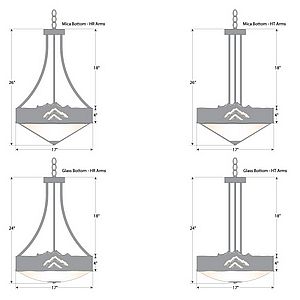 Ridgemont Foyer Chandelier Large Tall - Shade Bottom - Mountain Chandelier Mountain Metal Art