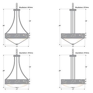 Ridgemont Foyer Chandelier Large Tall - Bowl Bottom - Fish Cutout  Chandelier Fish Metal Art