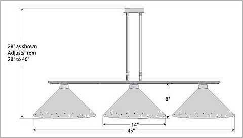 Canyon Island Billiard Light Shallow - Possession Point Kitchen Island Light Possession Point Art Metal Art