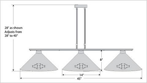 Canyon Island Billiard Light Shallow - Pueblo Kitchen Island Light Pueblo Art Metal Art