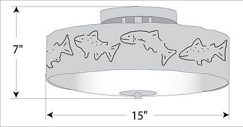 Ridgewood Close-to-Ceiling Large - Fish Cutout Ceiling Light Fish Metal Art