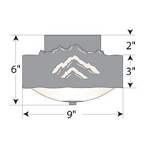 Ridgemont Close-to-Ceiling Small - Mountain Ceiling Light Mountain Metal Art