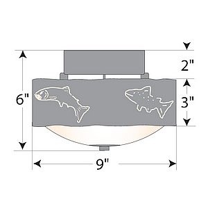 Ridgemont Close-to-Ceiling Small - Fish Cutout Ceiling Light Fish Metal Art