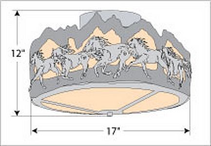 Woodcrest Semi-Flush - Horse Mountain Semi-Flush Light Horse Metal Art