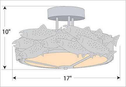 Woodcrest Semi-Flush - Salmon Semi-Flush Light Salmon Metal Art