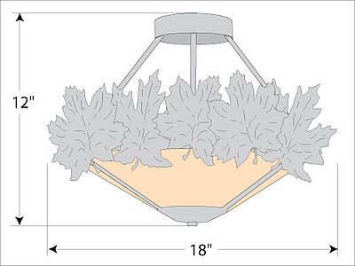 Crestline Semi Flush Short - Shade Bottom - Maple Leaf Semi-Flush Light Maple Leaf Metal Art