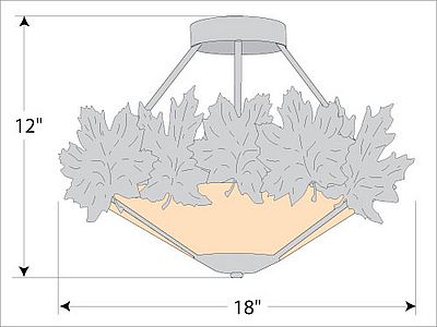 Crestline Semi Flush Short - Shade Bottom - Maple Leaf Semi-Flush Light Maple Leaf Metal Art