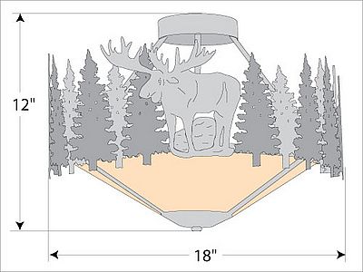 Crestline Semi Flush Short - Shade Bottom - Moose Semi-Flush Light Moose Metal Art