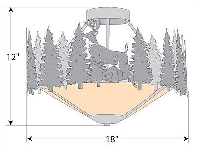 Crestline Semi Flush Short - Shade Bottom - Deer Semi-Flush Light Deer Metal Art