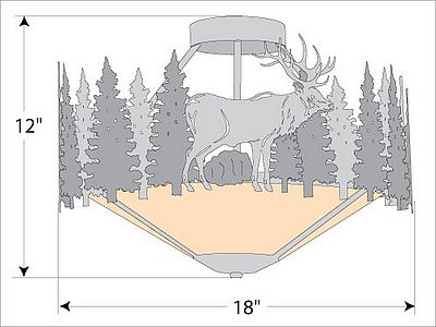 Crestline Semi Flush Short - Shade Bottom - Elk Semi-Flush Light Elk Metal Art