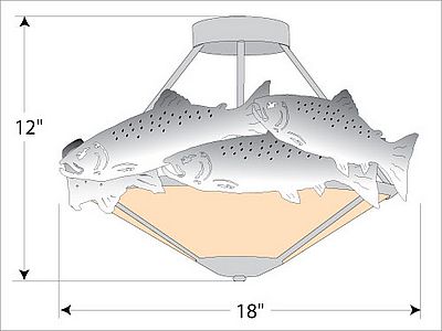 Crestline Semi Flush Short - Shade Bottom - Trout Semi-Flush Light Trout Metal Art