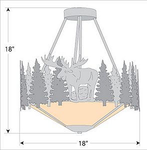 Crestline Semi Flush Tall - Bowl Bottom - Moose