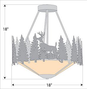 Crestline Semi Flush Tall - Bowl Bottom - Deer