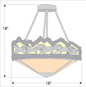 Crestline Semi Flush  - Shade Bottom - Horse Mountain Semi-Flush Light Horse Metal Art