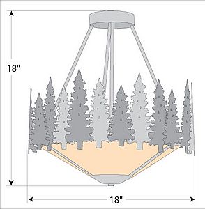 Crestline Semi Flush Tall - Bowl Bottom - Pine Tree