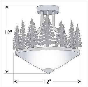Wisley Semi-Flush - Cedar Tree Semi-Flush Light Trees Metal Art