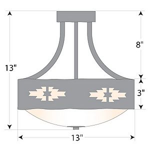 Ridgemont Semi-Flush Medium - Pueblo Semi-Flush Light Pueblo Art Metal Art