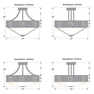 Ridgemont Semi Flush Large Short - Bowl Bottom - Maple Cutout Semi-Flush Light Maple Leaf Metal Art