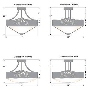 Ridgemont Semi-Flush Large Short - Shade Bottom - Mountain-Pine Tree Cutouts Semi-Flush Light Trees Metal Art