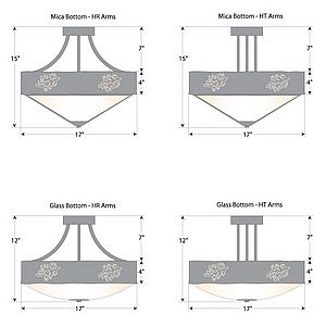 Ridgemont Semi Flush Large Short - Bowl Bottom - Cedar Bough Cutout Semi-Flush Light Trees Metal Art