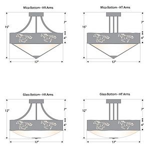 Ridgemont Semi-Flush Large Short - Shade Bottom - Horse Cutout Semi-Flush Light Horse Metal Art