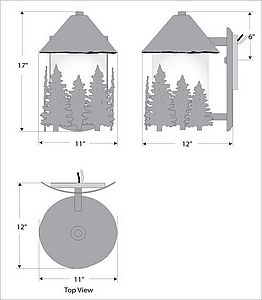 Vista Sconce Medium - Pine Tree Outdoor Wall Light Trees Metal Art