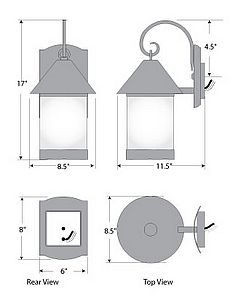 Vista Lantern Sconce - Rustic Plain Outdoor Wall Light Rustic Plain Metal Art