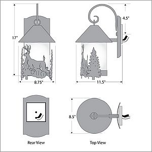 Vista Lantern Sconce - Deer Outdoor Wall Light Deer Metal Art