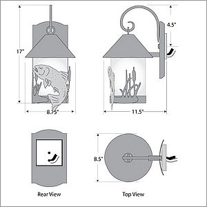 Vista Lantern Sconce - Trout Outdoor Wall Light Trout Metal Art
