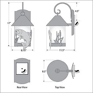 Vista Lantern Sconce - Trout Outdoor Wall Light Trout Metal Art