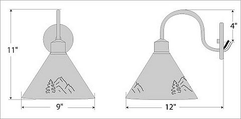 Canyon Sconce Large - Mountain-Pine Tree Cutouts Outdoor Wall Light Trees Metal Art