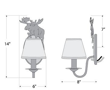 Diablo Sconce - Alaska Moose Wall Light Moose Metal Art