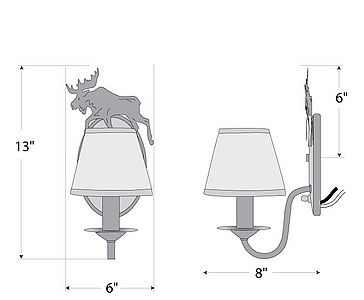 Diablo Sconce - Mountain Moose Wall Light Moose Metal Art