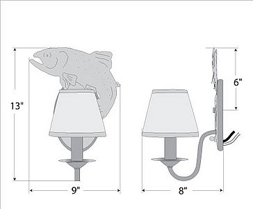 Diablo Sconce - Trout Wall Light Trout Metal Art