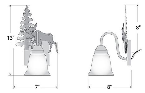 Wasatch Single Sconce - Mountain Moose Wall Light Moose Metal Art