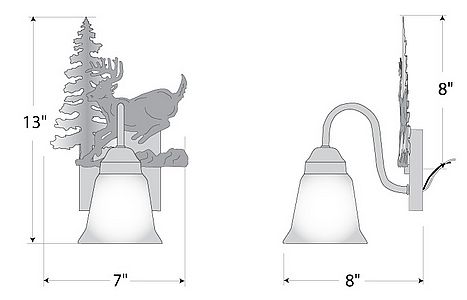 Wasatch Single Sconce - Mountain Deer Wall Light Deer Metal Art