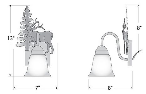Wasatch Single Sconce - Mountain Elk Wall Light Elk Metal Art