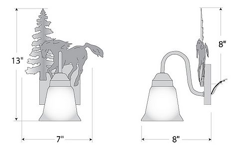 Wasatch Single Sconce - Mountain Horse Wall Light Horse Metal Art
